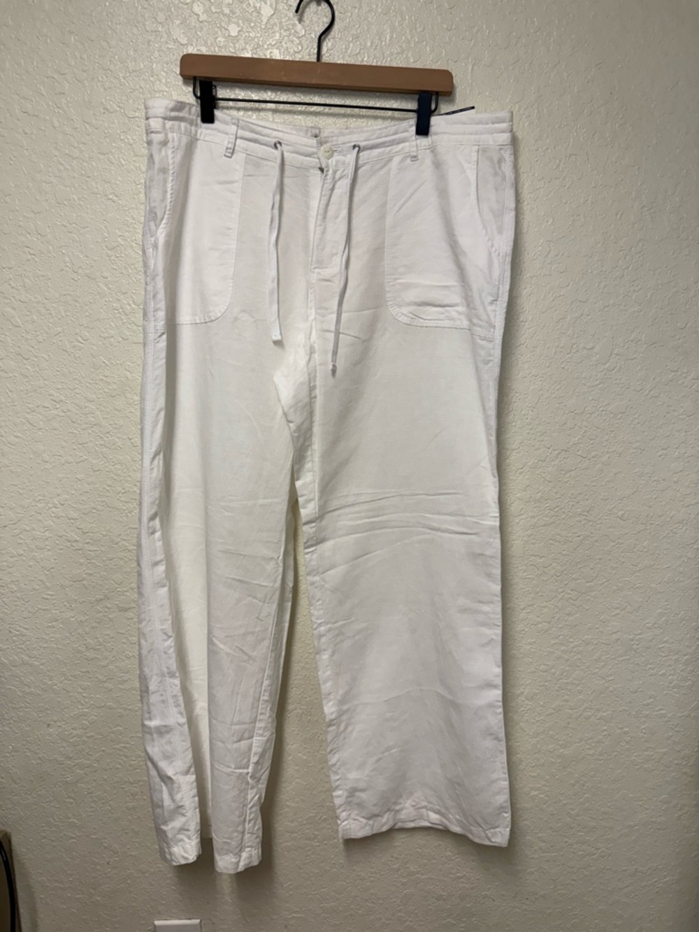 NWT GAP White Drawstring Linen Blend Pants